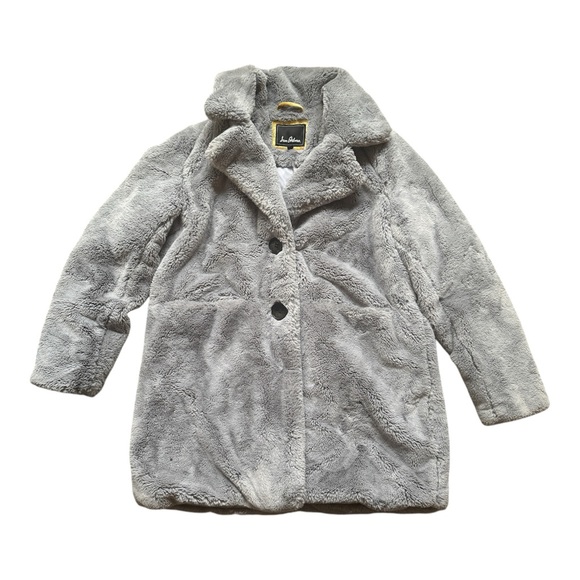 Sam Edelman Jackets & Blazers - Sam Edelman Small Faux Fur Satin Lined Notch Collar Women's Coat Gray